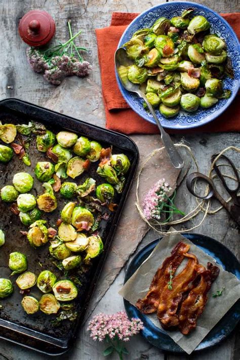 They'll be delicious as is, but tossing them with maple syrup and balsamic vinegar will make them even better. maple bacon roasted brussels sprouts - Healthy Seasonal ...