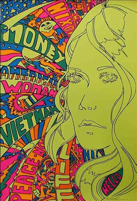 1960s Psychedelic Art Retro Illustration 60s Hippie 60s
