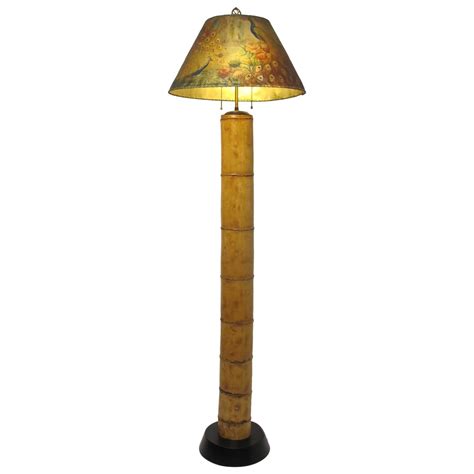 Bamboo Floor Lamp With Painted Parchment Shade At 1stdibs