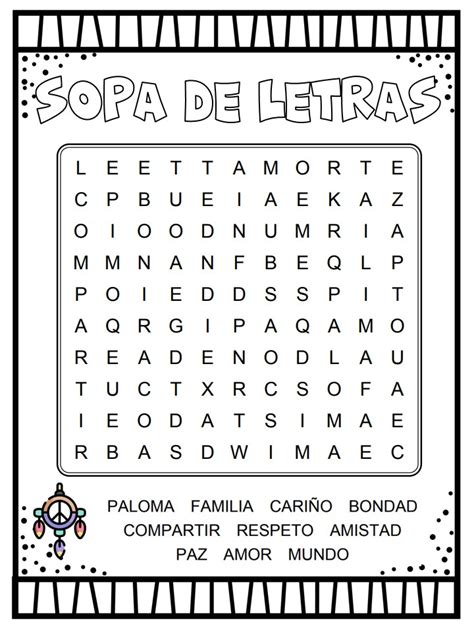 Día De La Paz Sopas De Letras Para Trabajar En Clase Orientacion Andujar