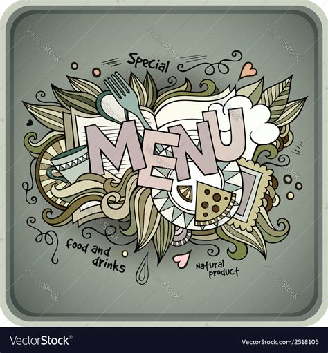 Menu Hand Lettering And Doodles Elements Vector Image