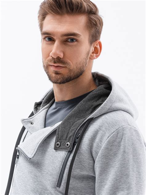 Mens Zip Up Hoodie Grey B297 Modone Wholesale Clothing For Men