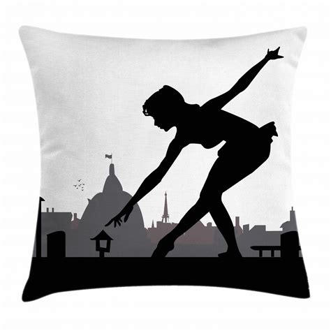 Ballet Throw Pillow Cushion Cover Silhouette Of Little Ballerina Girl