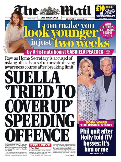 Mail On Sunday Front Page 21st Of May 2023 Tomorrows Papers Today