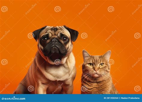 Endearing Companions: Brown Cat and Dog Looking at the Camera (AI