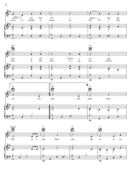 The Long Black Veil By Johnny Cash Marijohn Wilkin Digital Sheet Music For Piano Vocal Guitar