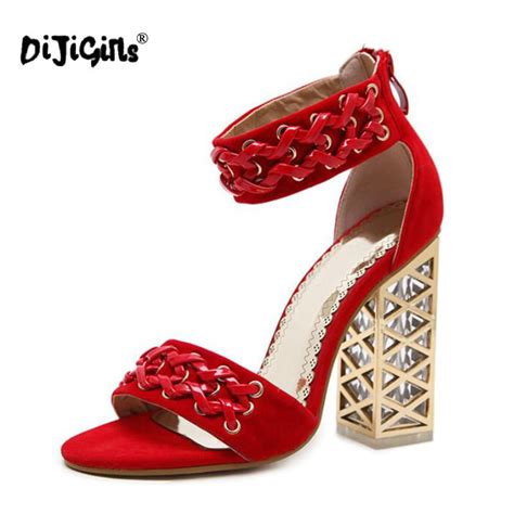 dijigirls 2018 new summer sandals fashion roman crystal with zipper women pumps shoes sexy high