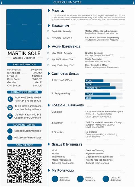 It is the standard representation of credentials within academia. cv templates 61 free samples examples format download free ...