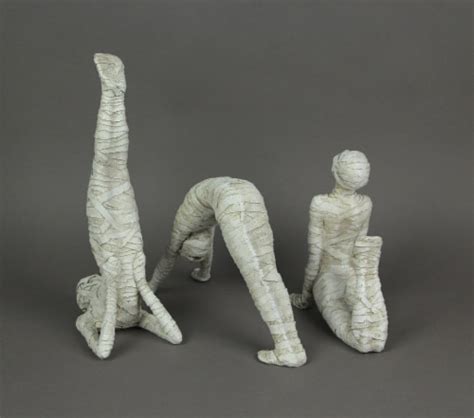 set of 3 stretching yoga pose mummy figurines one size ralphs