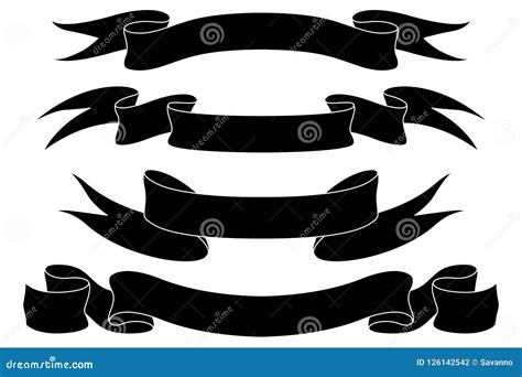 Ribbon Banners Black Icons Set Stock Vector Illustration Of Template