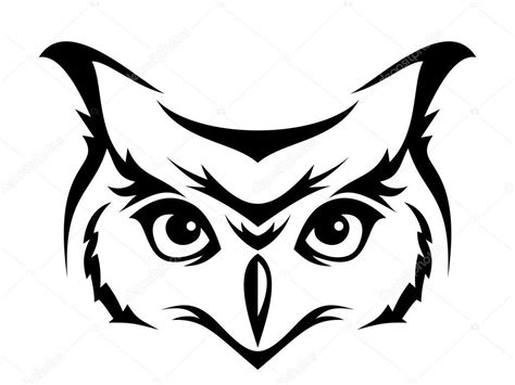 Black Silhouette Of Horned Owl Head Vector Illustration Ilustración