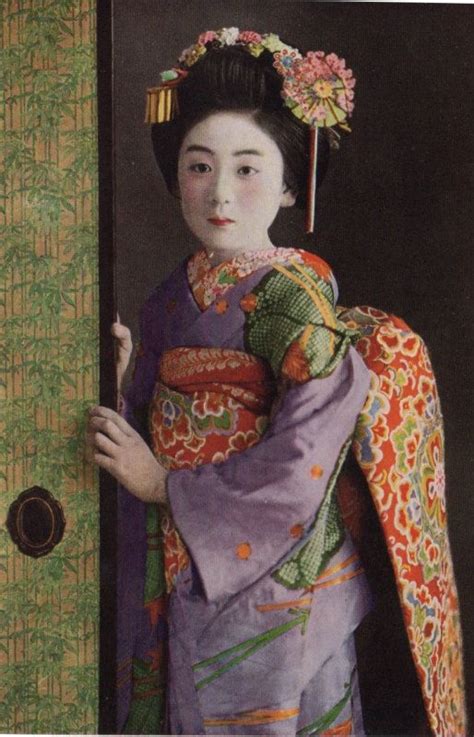 Antique Postcard Maiko Geisha Girl Kimono By Anyacapricciojapan Mode
