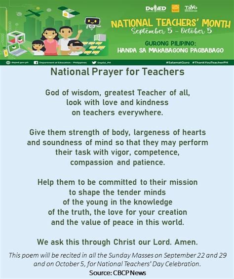 National Prayer For Teachers Deped Tambayan