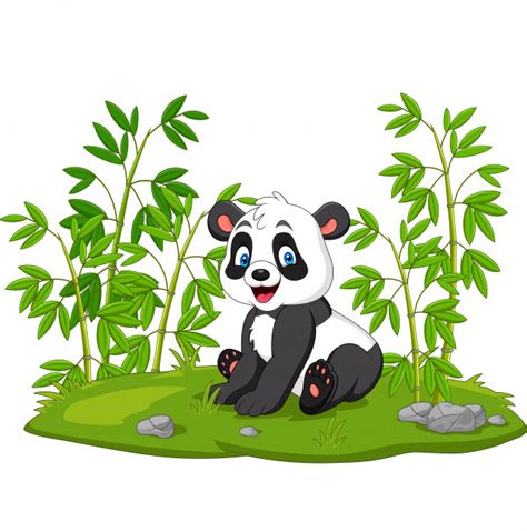 Cartoon Panda In The Bamboo Tree Premium Vector