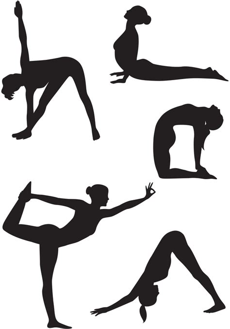 Women Yoga Pose Silhouette Vector Material Set 02 Welovesolo