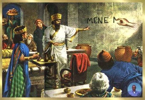 6 his face turned pale(j) and he was so frightened(k) that his legs became weak(l) and his knees were knocking.(m). The Writing on the Wall - Mene, Mene, Tekel, Parsin