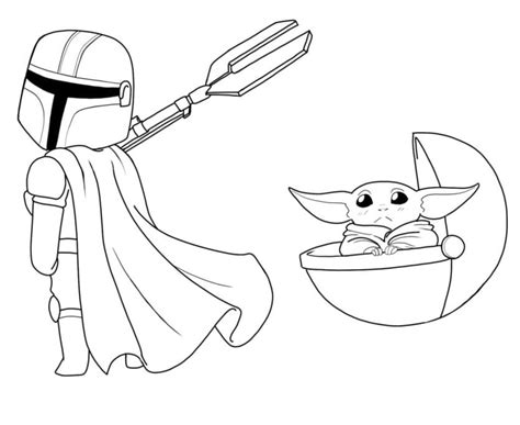 Baby Yoda Eating Coloring Page - Free Printable Coloring Pages for Kids