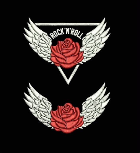 Rock And Roll Design Embroidery Designs Rose Download Etsy