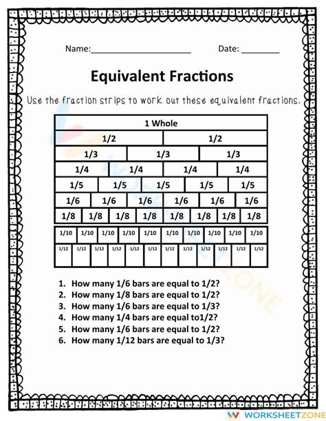 Fraction Strips Worksheet