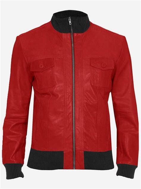 Soft Men Red Leather Bomber Jacket Jackets Maker