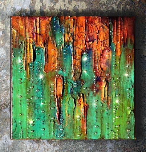 Abstract Painting Mixed Media Canvas Called Emerald City2 Made With