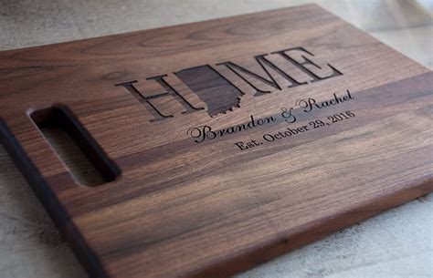 Personalized Laser Engraved Wood Cutting Board With State