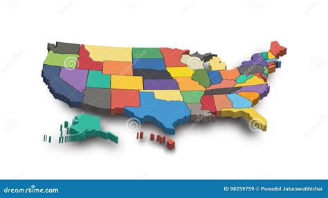 3d Map Of United State Of America Stock Vector Illustration Of
