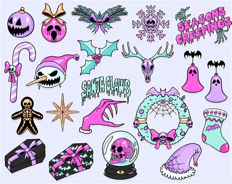 Christmas Spooky Pastel Goth Clipart Pack Pastel Goth Etsy