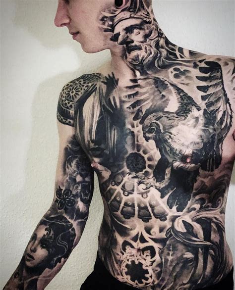 Full Body Tattoo Tattoo By Mark Wosgerau Body Suit Tattoo Chest Piece Tattoos Dark Art Tattoo