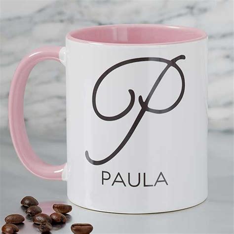 Name And Initial Personalized Coffee Mug 11oz Pink
