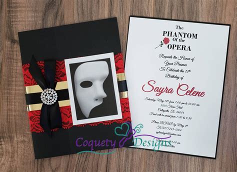 Beautiful Phantom Of The Opera Invitation Etsy