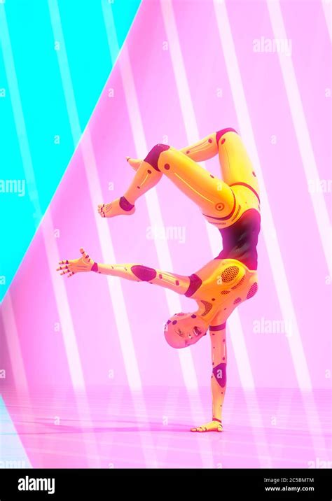Android Girl Dancing Hip Hop In White Background Front View 3d