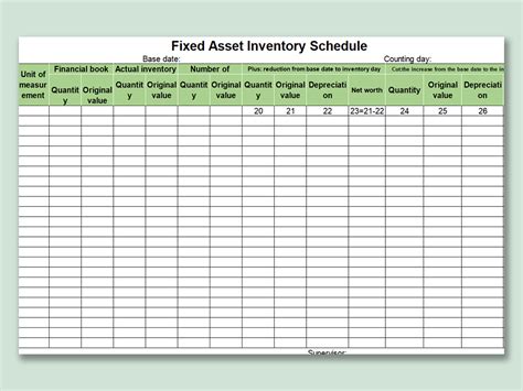 Fixed Asset Sheet Template Balance Count Verkanarobtowner