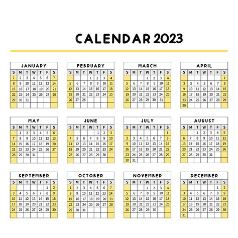 2023 Calendar Planner Vector Art Png 2023 Yellow Calendar 2023