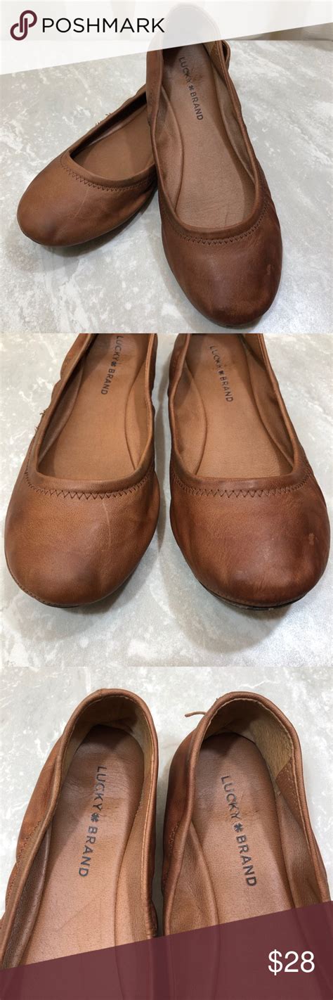 Lucky Brand Emmie Flats Cognac Brown Leather 95 Lucky Brand Shoes