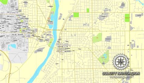 Lafayette Indiana Us Printable Vector Street City Plan Map Full