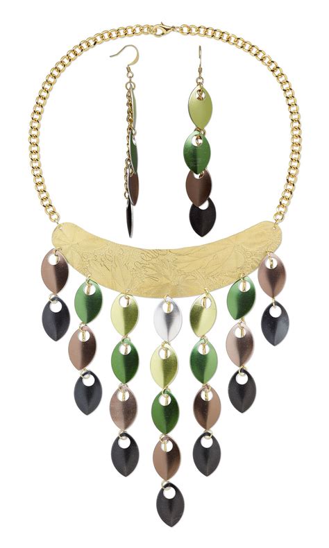 Jewelry Design Bib Style Necklace And Earring Set With Anodized