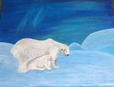 Polar Bear Acrylic Canvas Painting Bear Paintings Acrylic Canvas
