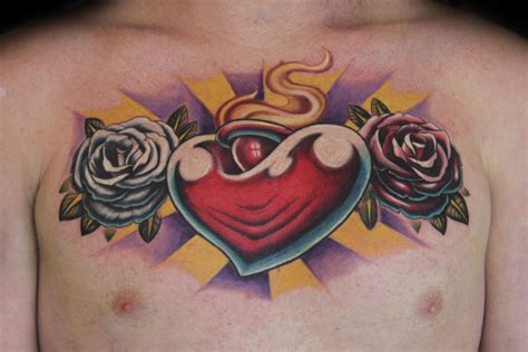 Traditional Bleeding Heart Tattoo Sacred Heart Tattoo Brandon