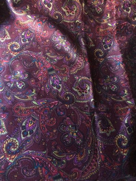 Vintage Fabric Dark Burgundy Paisley Cotton Made In England Etsy