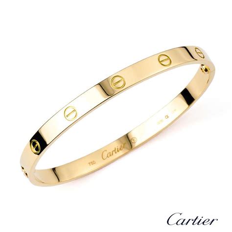 Cartier 18k Yellow Gold Love Bangle Size 18 B6035518 Rich Diamonds