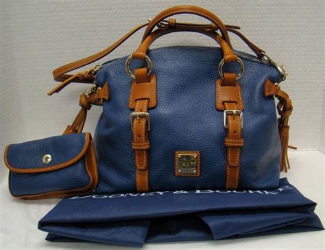 Dooney Bourke Lot Blue Pebbled Leather Domed Satchel Handbag