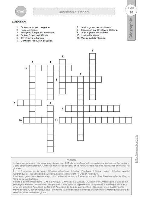 Le programme de mathématiques pour les cm2 repose sur les rappels des différentes opérations (addition vous pouvez télécharger et imprimer ce cours avec les exercices en pdf. CM2: Travail en autonomie en GEOGRAPHIE - Continents et océans