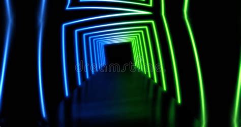 Neon Lines Animation Isolated On Black Background Futuristic Light