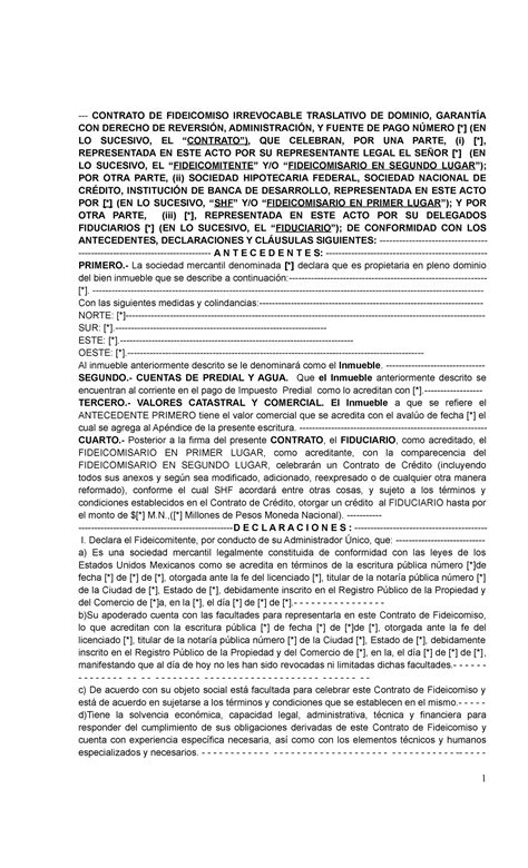 Introducir Imagen Modelo De Contrato De Fideicomiso Inmobiliario