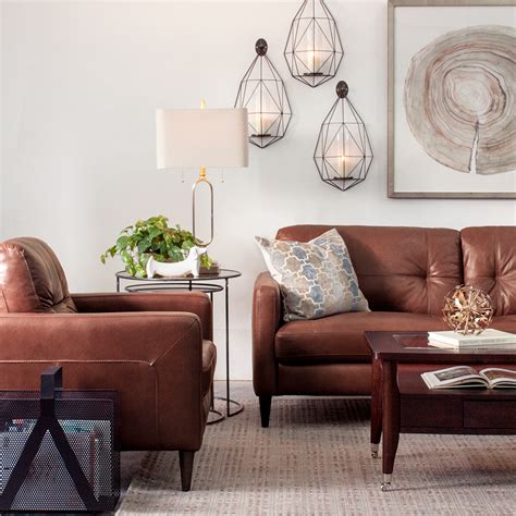 Most living room furniture is currently fabricated. Decorating With Brown Leather Furniture (Tips for a ...