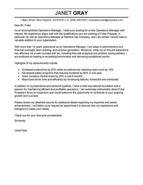 Operations Manager Cover Letter Examples