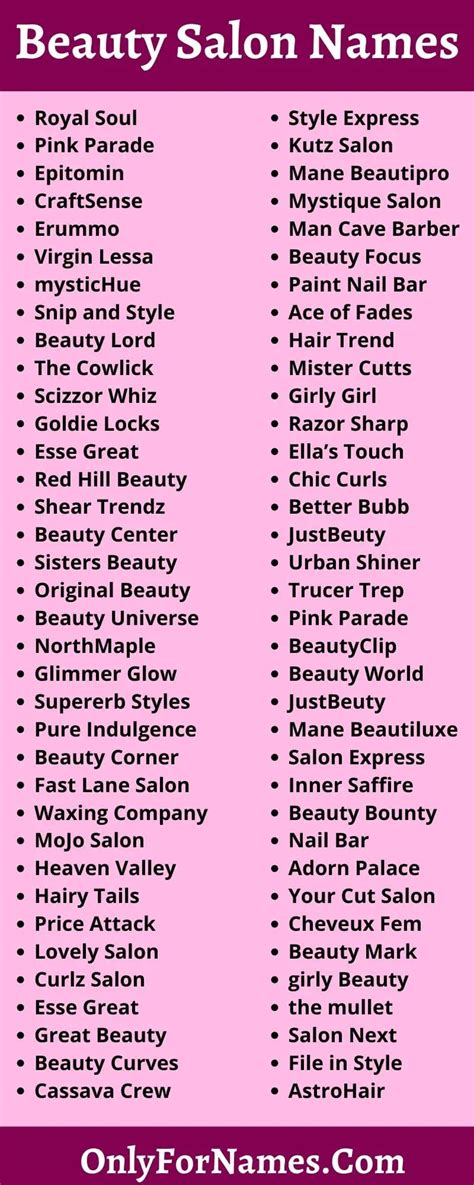 Names For Beauty Salons Best Design Idea