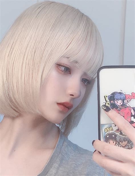 Aesthetic Girl Asian Girl Blonde Bangs Blonde Hair Hair Color Streaks Kawaii Cosplay