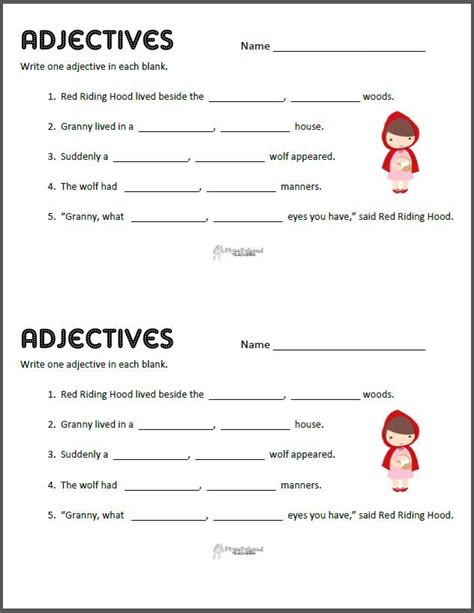 Adjectives Worksheets 3rd Grade
